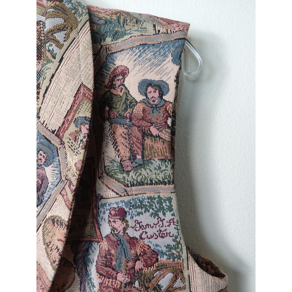 Vintage 90s Sage In Bloom Tapestry Vest Size Large South Western Cowgirl - Picture 5 of 7